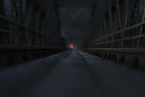 train track full moon at the end of hallway strau